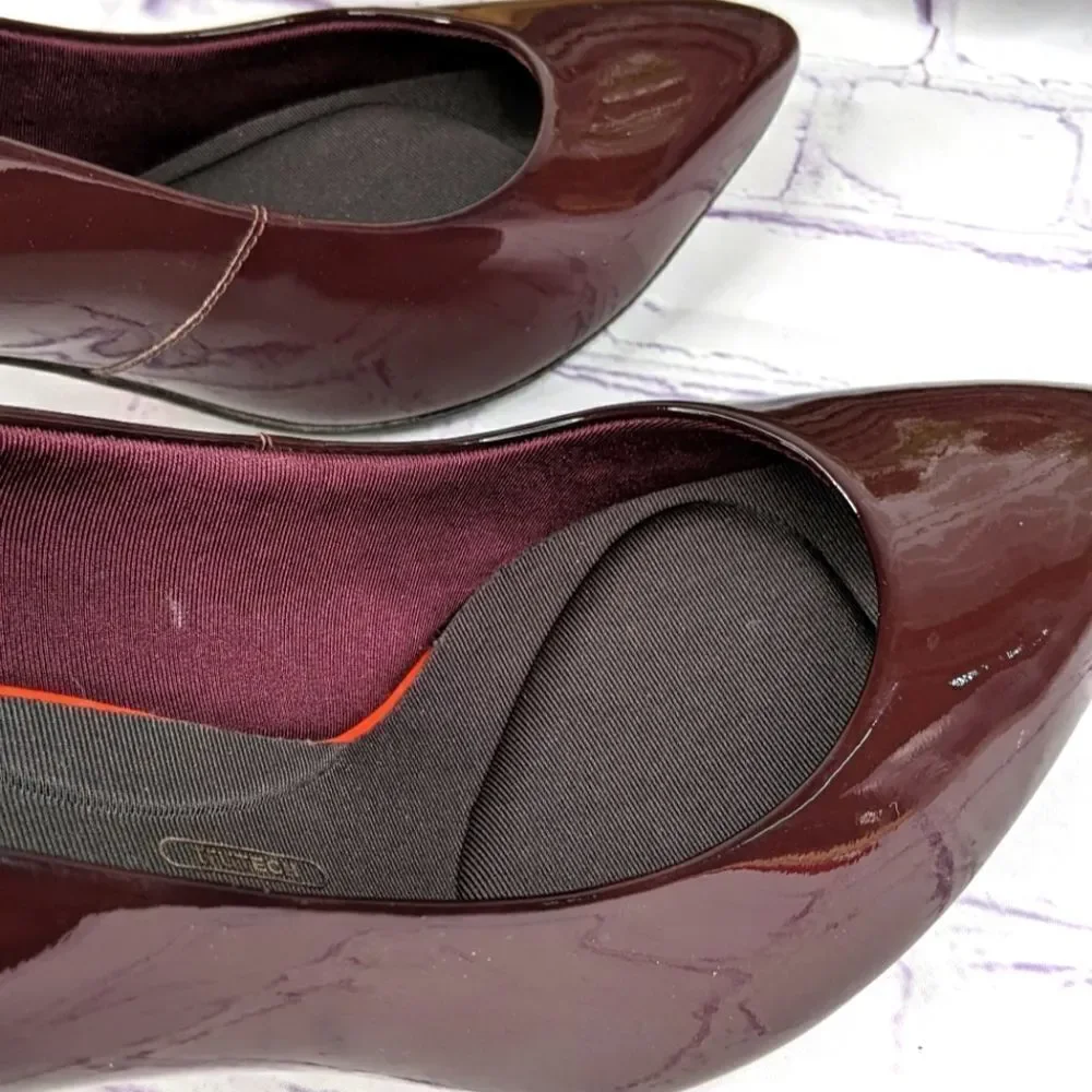 Rockport Total Motion 75mm Wine Burgundy Patent Pointed Toe Pump Heel